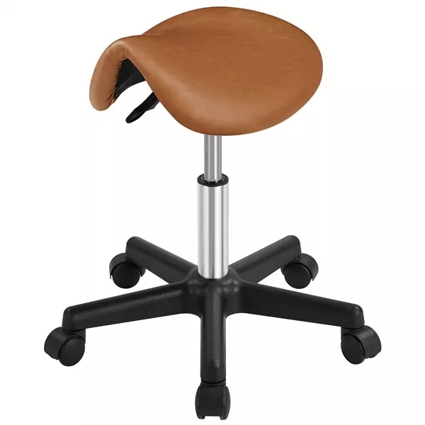 Tabouret Selle de Cheval à Roulettes Tabouret de Massage Siège Selle Réglable