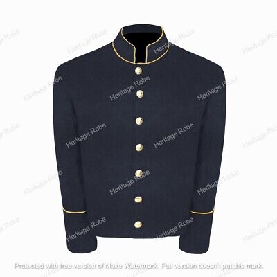 US CS Civil War Navy Blue Shell Jacket With Yellow PIPING Trim All Sizes !