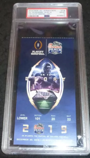 2019 Peach Bowl Ticket Lsu Joe Burrow Justin Jefferson~Oklahoma Hurts Psa 10