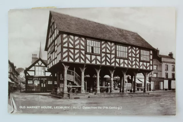 Vintage RP Postcard - Old Market House , Ledbury , Herefordshire .