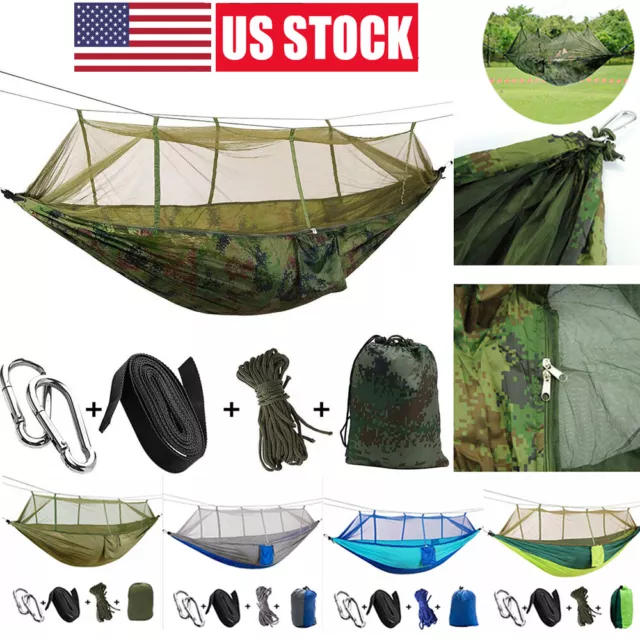 660lbs Portable Double Person Camping Hammock Tent with Mosquito Net Hanging Bed