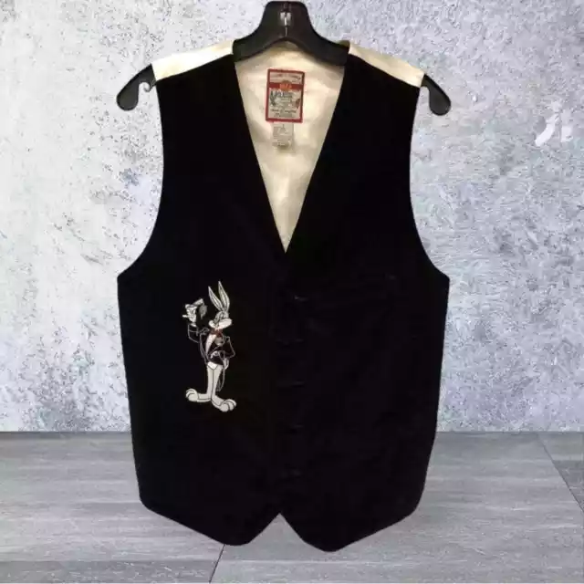 Vtg Warner Bros Studio Store Looney Tunes Vest Mens sz S Bugs Bunny Embroidered