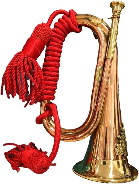 Brass and Copper Blowing Bugle Signal Horn 10.6" with Beautiful Rope Binding