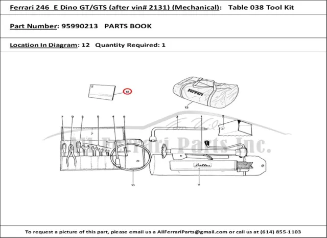 Ferrari Part 95990213 246 Dino GT E Series Parts Catalogue (Reprint)