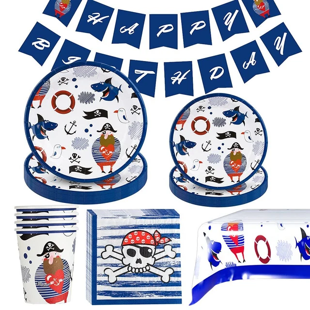 Forfamy Pirate Party Set Pentole di Cartone Accessori Pirata Piatto 6 Pezzi Merce di seconda scelta