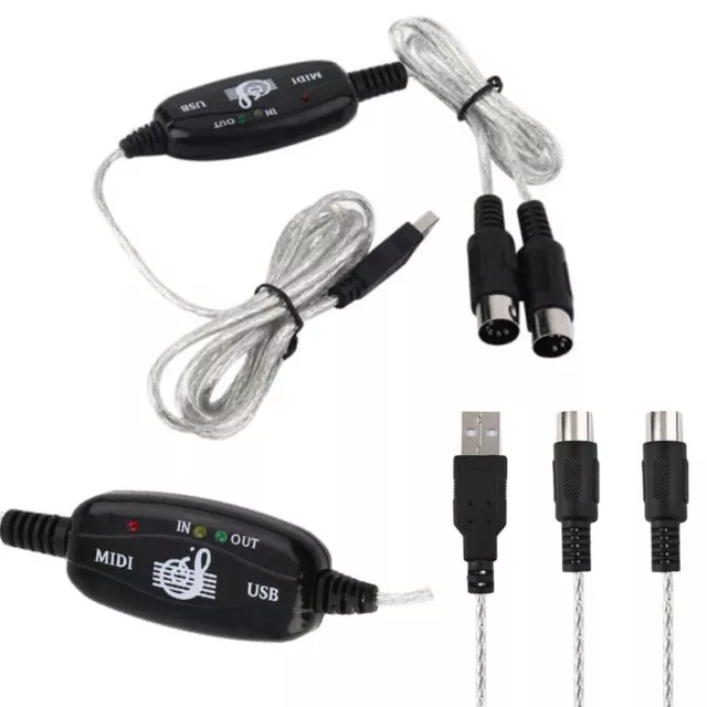 1.8m USB IN-OUT MIDI Interface Cable Converter PC to Music Keyboard Adapter J