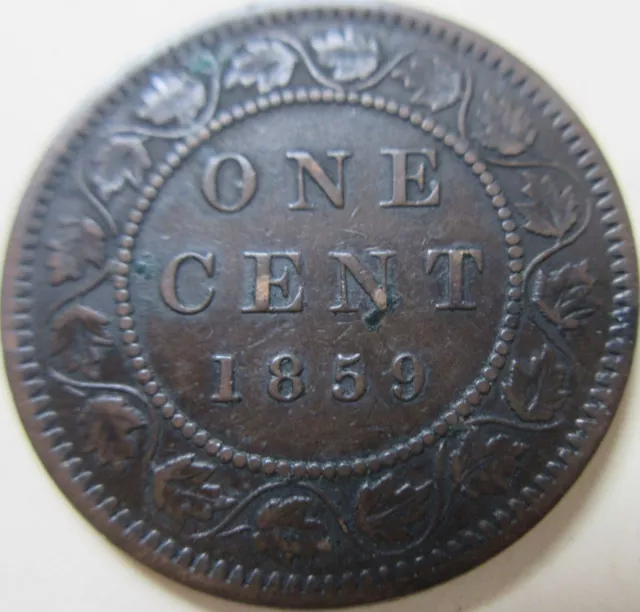 1859 Canada Large Cent Coin. BETTER GRADE PENNY Victoria 1p 1c (C512R)