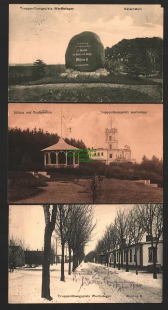 142916 3 AK Truppenübungsplatz Warthelager Kaiserstein 1915 Schloß Musikpavillon