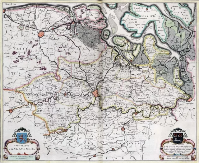 Reproduction carte ancienne - Episcopat de Gand (Gent) 1664