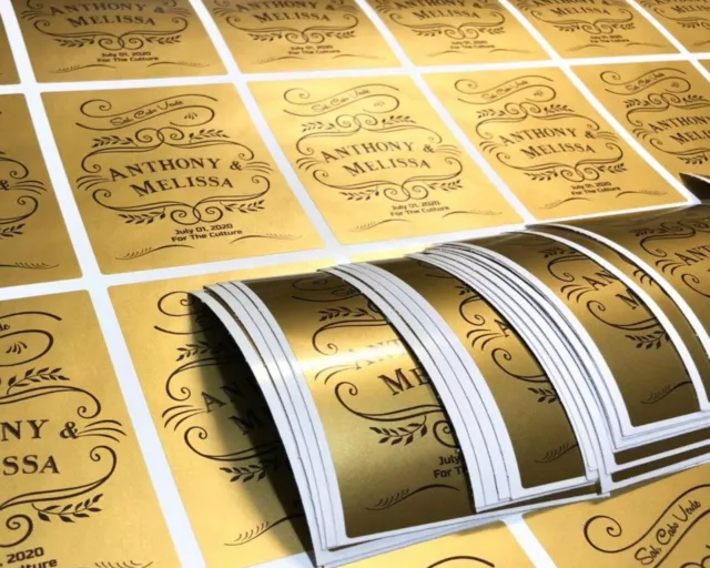 100 Custom stickers REAL GOLD FOIL | SHINY GOLD FOIL LABELS METALLIC SEALS LABEL