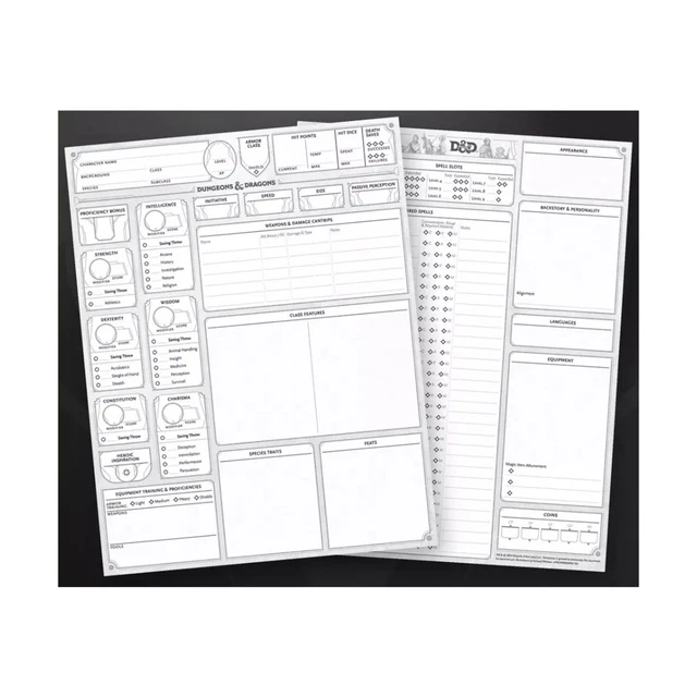 WOTC D&amp;D 5E 2024 Edition 2024 Character Sheets (5th Ed) Bag VG+/Mint ...
