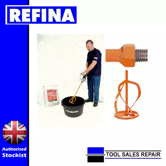 Refina - Plaster Mixing Mixer Paddle Whisk M14 Thread EPI MR3 Left Handed Spiral