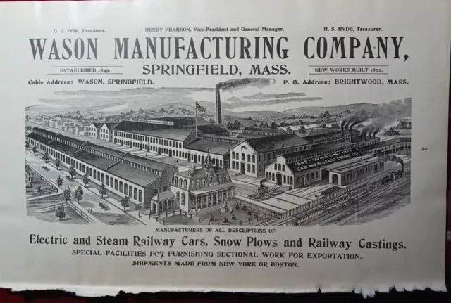 1904 Print Ad WASON MANUFACTURING CO Railroad Car Springfield MA Factory Picture