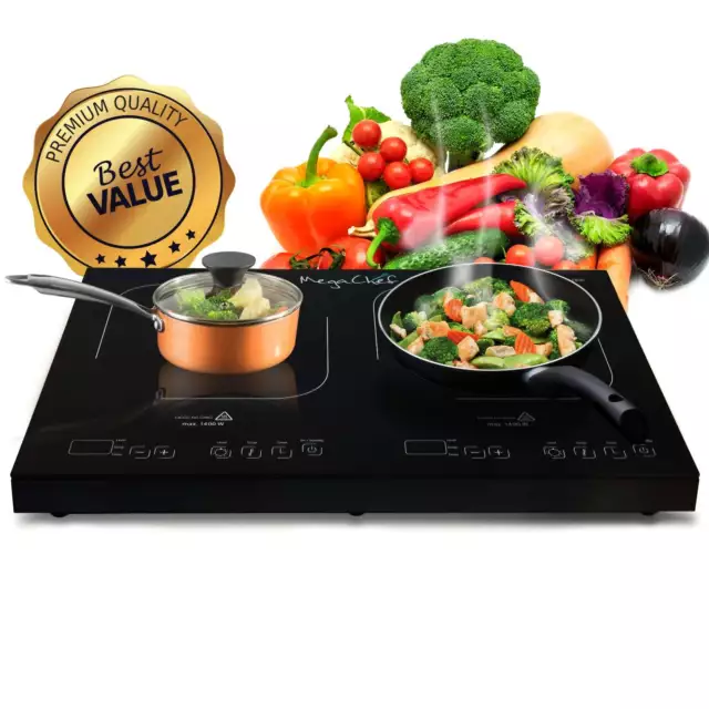 Megachef MegaChef 1400 Watt Portable Dual Induction Cooktop - Factory Reconditio