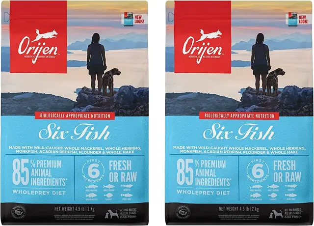 Orijen 2 Pack of Six Fish Dog Food, 4.5 Pounds Each, Made in The USA, High