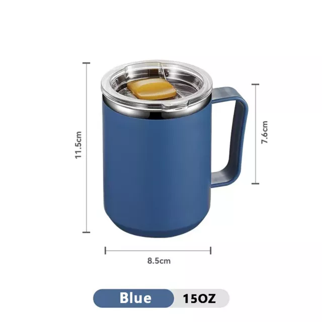 15oz Coffee Mug Double Wall Insulated Tumble Travel Stainless Steel Mug Cup Lid