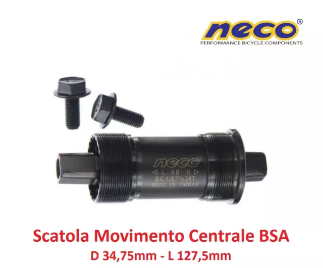 0195 Scatola Movimento Centrale NECO 127,5mm-BSA per bici 20-24-26 Graziella