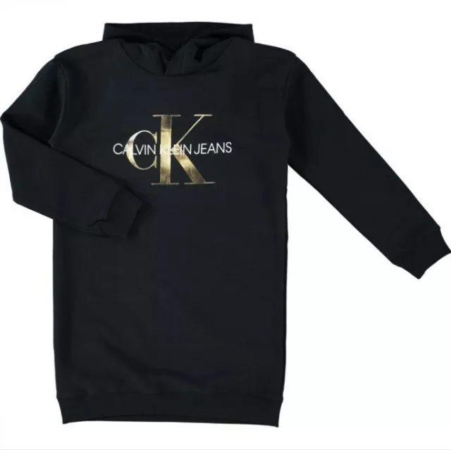 Calvin Klein Girls Black Hoodie Dress Age 12 Years Old Brand New RRP£70