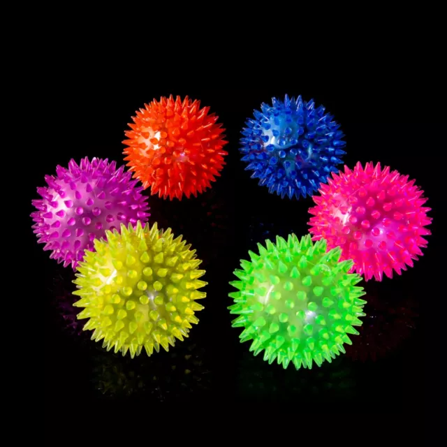 Ultra 12 Light Up LED Spikey Flashing Ball Bouncing Sensory Hedgehog Spike Balls