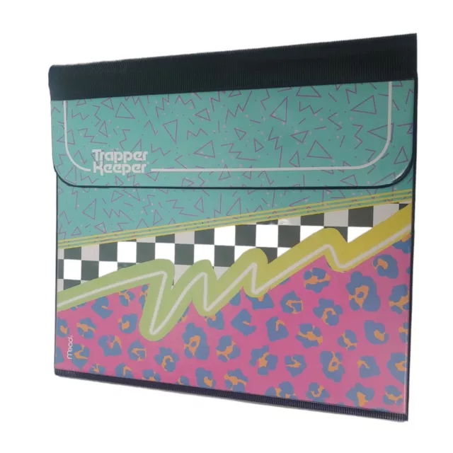 Trapper Keeper Organizer Binder Retro Geometric Animal Print NWOT With Folder