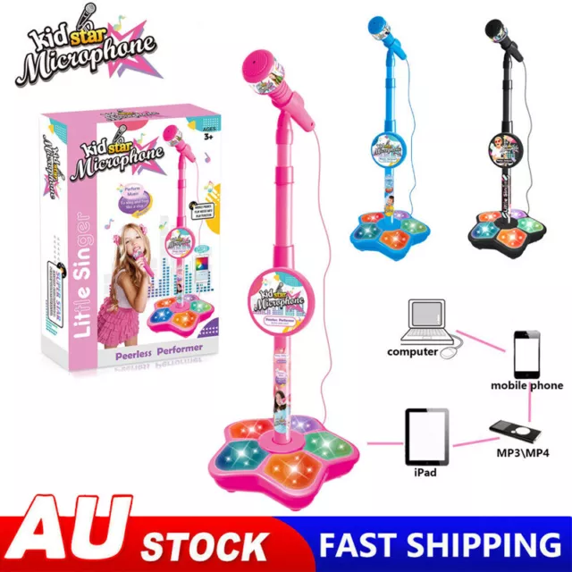 Kids Karaoke Microphone Toy Musical Instrument with Adjustable Stand Girls Gift