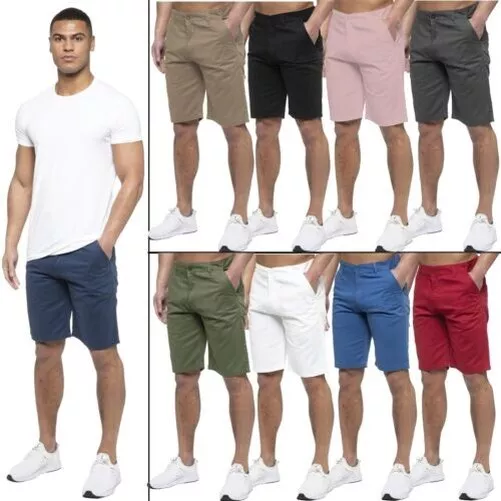 Enzo Herren Chino Shorts Baumwolle Sommer Strand Hose Regular Fit Freizeit Halbe