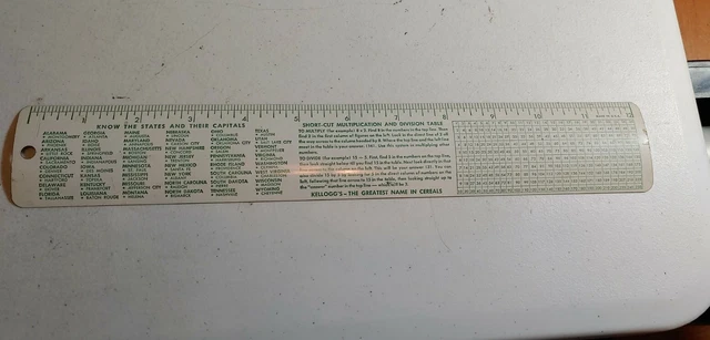 Vintage Kellogg's Cereal Advertising Metal Ruler