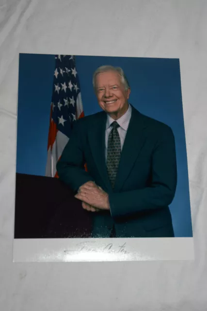 President JIMMY CARTER, Signed 8"x10" Photo, USA, America, Flag