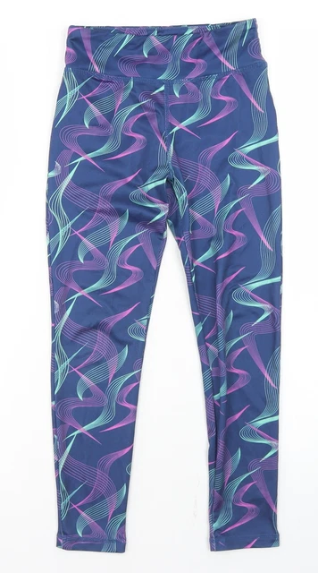 Dunnes Stores Girls Blue Geometric Polyester Jogger Trousers Size 6-7 Years  Reg