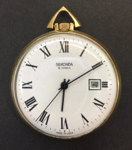 SEKONDA POCKET WATCH, Made In USSR, 19 Jewels, No Working