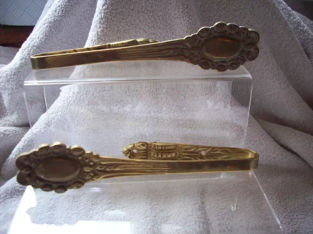2 X Old Antique Brass hooks or curtain tie backs used Ref No 434