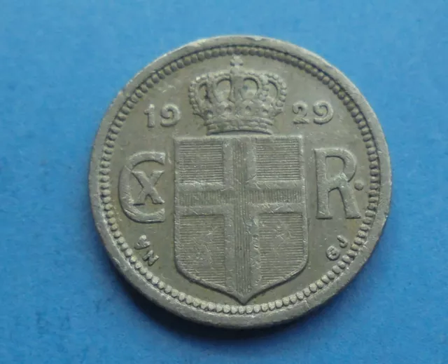 Iceland, 10 Aurar 1929, Scarce, Key Date, as shown.