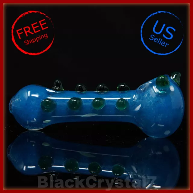 4.5" Handmade Thick Blue Mini Spikes Texture Tobacco Smoking Bowl Glass Pipes