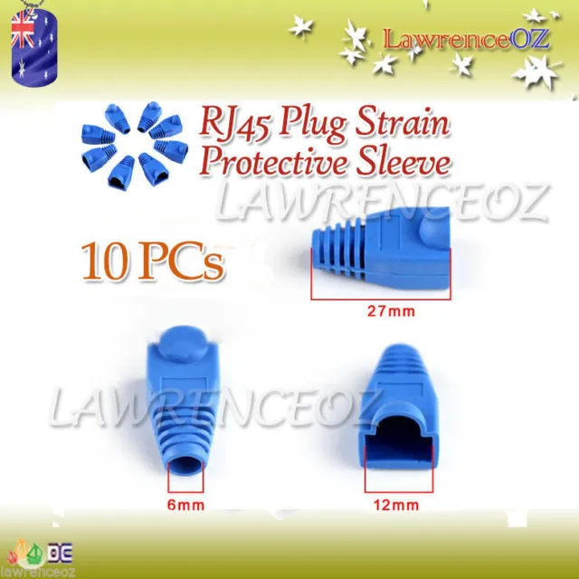 10x RJ45 Network Cable Plug Boots Cap Protective Sleeve Cat5 Cat6 - BLUE