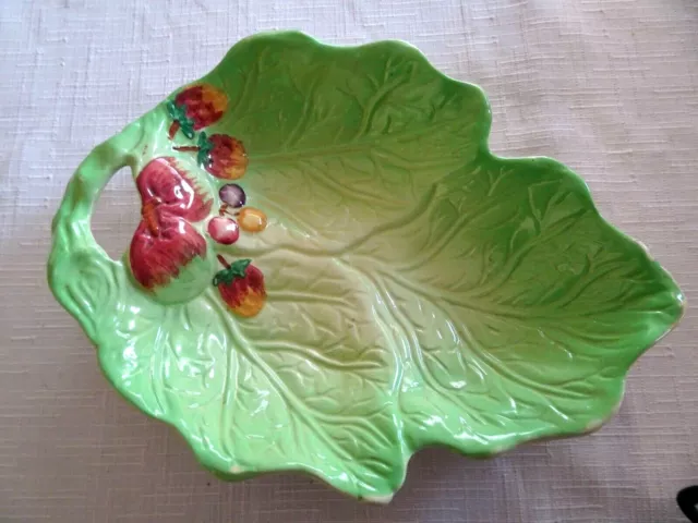 Vintage Art Deco Shorter & Son Serving Plate, Green With  Plums, Berries Design