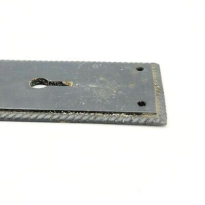 Vintage Cast Iron SINGLE Doorknob Skeleton Key Back Plate 6 3/4" x 2" holes 2.5 3