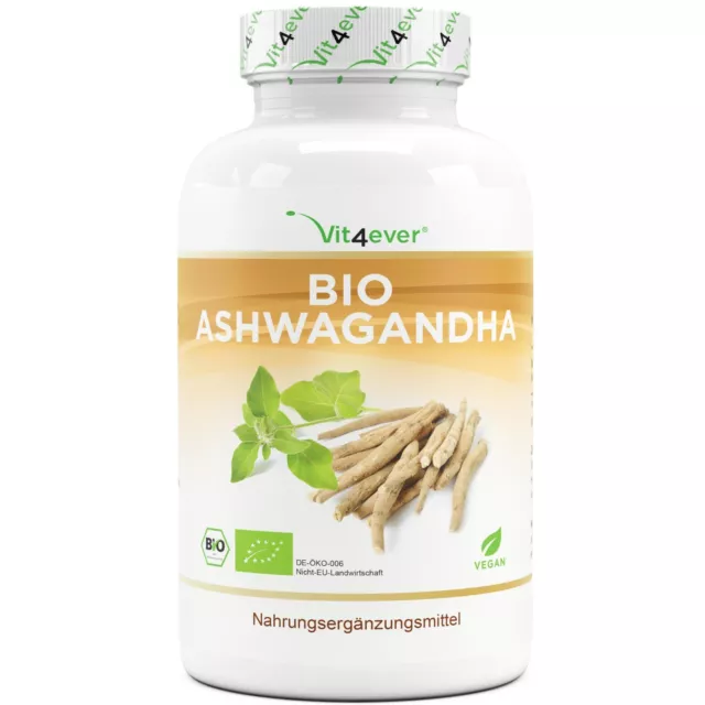 BIO ASHWAGANDHA - 365 Kapseln (vegan) - 1950 mg pro Tag -  Hochdosiert