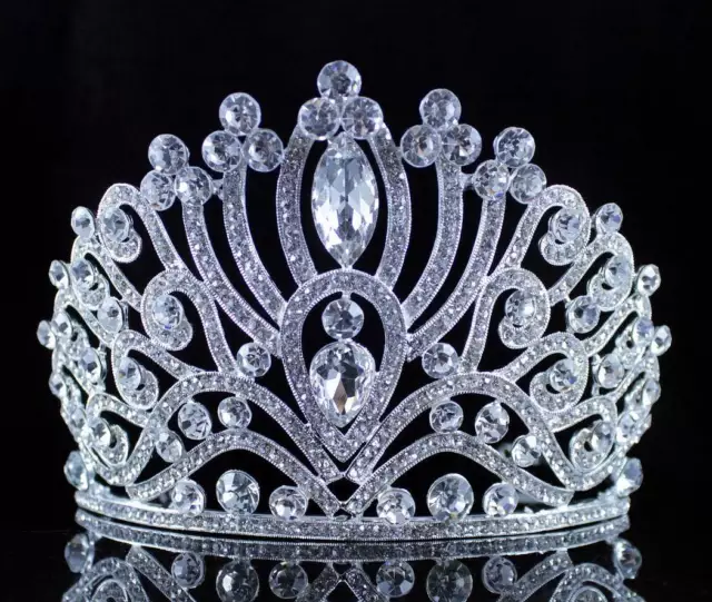 Twinkling Clear Austrian Crystal Rhinestone Tiara Hair Combs Crown Pageant T995