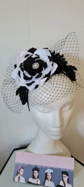 Black And White Flower Fascinator Races Exclusive