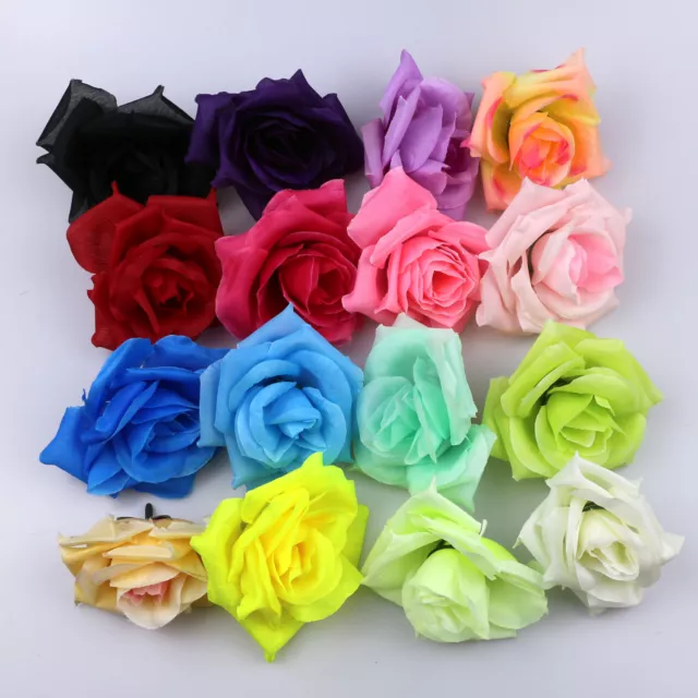 5/100p Multi-color Rose Artificial Silk Flower Heads Home Bouquet Wedding Decor