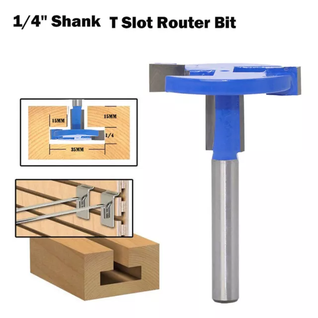 1/4 Inch Straight Shank T Slot Router Bit T-Track Woodwork Milling Cutter Tool