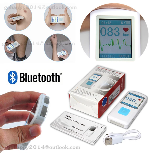 PM10 BLUETOOTH PORTABLE Handheld 1 Channel ECG EKG Machine Heart beat ...