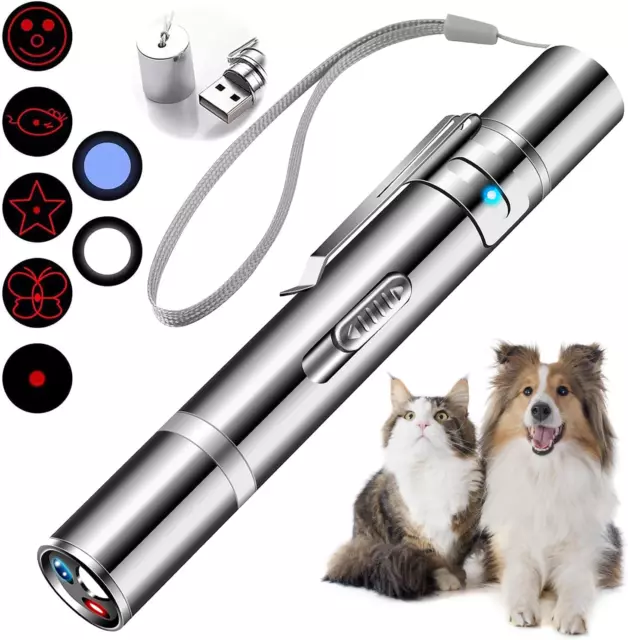 Cat Toys, Laser Pointer with 5 Adjustable Patterns, USB Recharge Laser, Long Ran