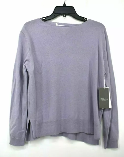 Nordstrom Signature Womens Purple Long Sleeves Crewneck Cashmere Sweater $199