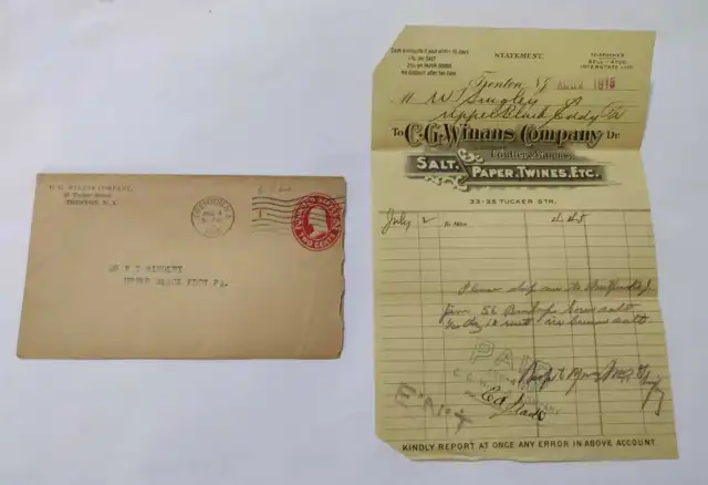American USA 2c Prepaid Cover - C.G.Winans Co. incl Letterhead receipt 1915