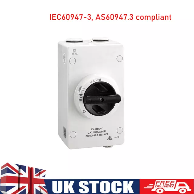 32A 2 Pole/4 Pole 1000Vdc Ip66 Solar/Pv - True Dc Enclosed Rotary Isolator Uk