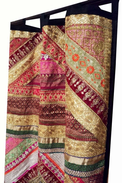 90" Vintage Indian Sari Door Décor Huge Curtain Drape Panel Tapestry Valance