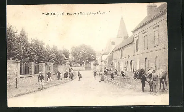 CPA Warluis, Rue de la Mairie et des Ecoles, vue de la rue 1921