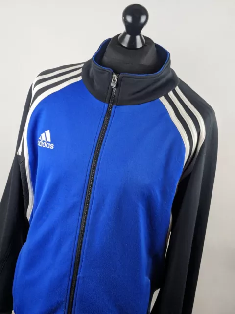 ADIDAS TRACK JACKET XL Blue Black Climate Tracksuit Top Zip Up ...