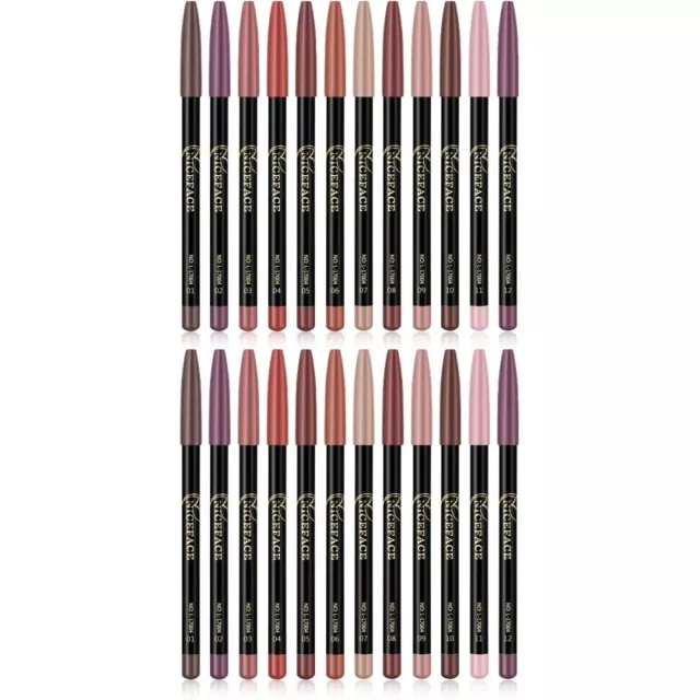 Juego de 2 kits de lápices labiales suaves de madera Miss impermeables con revestimiento